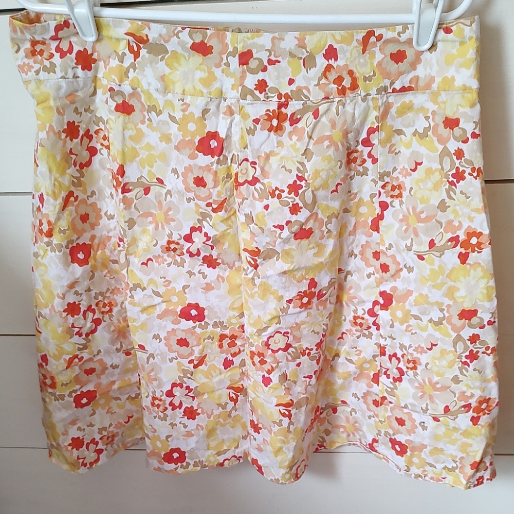 Sonoma Floral Patterned Skirt Orange & Yellow  17 1/2" Laying Flat 20" Long